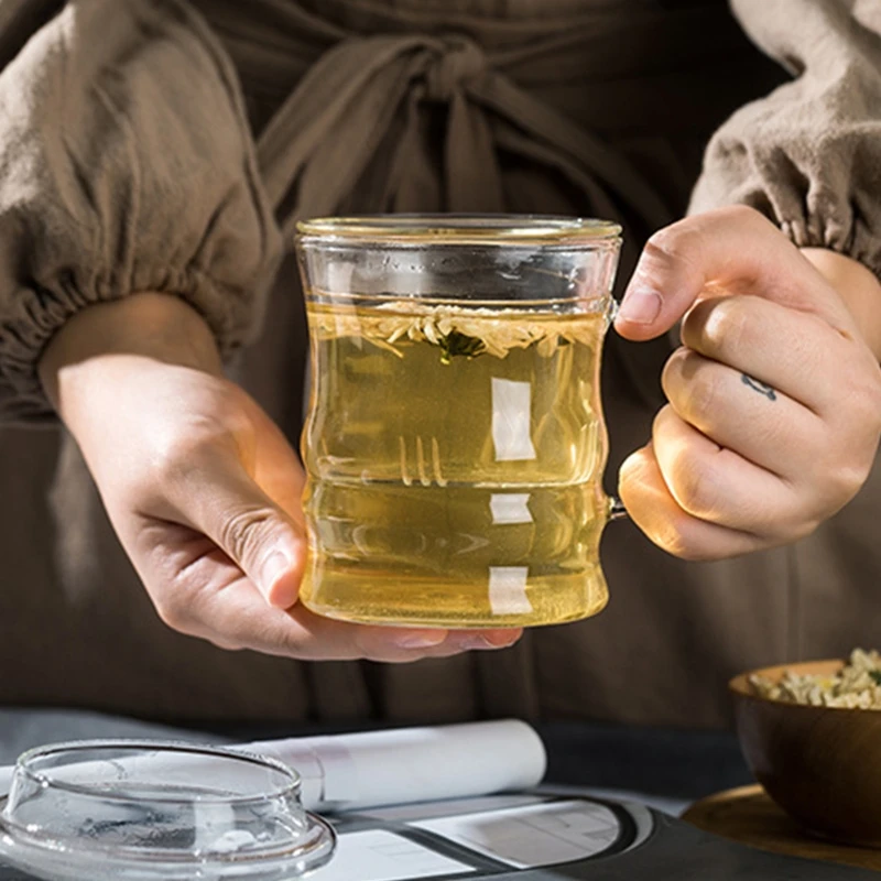 

Transparent Cover Straight body tree set in one glass cup Teapot Kettle With Tea Infuser Filter&Lid Home Office Drinkware
