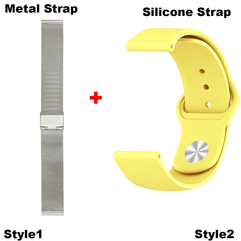 Silver-Yellow 22 мм браслет ремешок для Xiaomi Huami Amazfit GTR 47 мм Pace Stratos 2 часы ремешок для samsung gear S3 Galaxy 46 мм Correa браслет - Цвет: Silver-Yellow