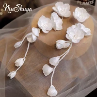 niushuya sweet flower tassels brides barrettes headbands handmade princess wedding headbands bridal hair accessory