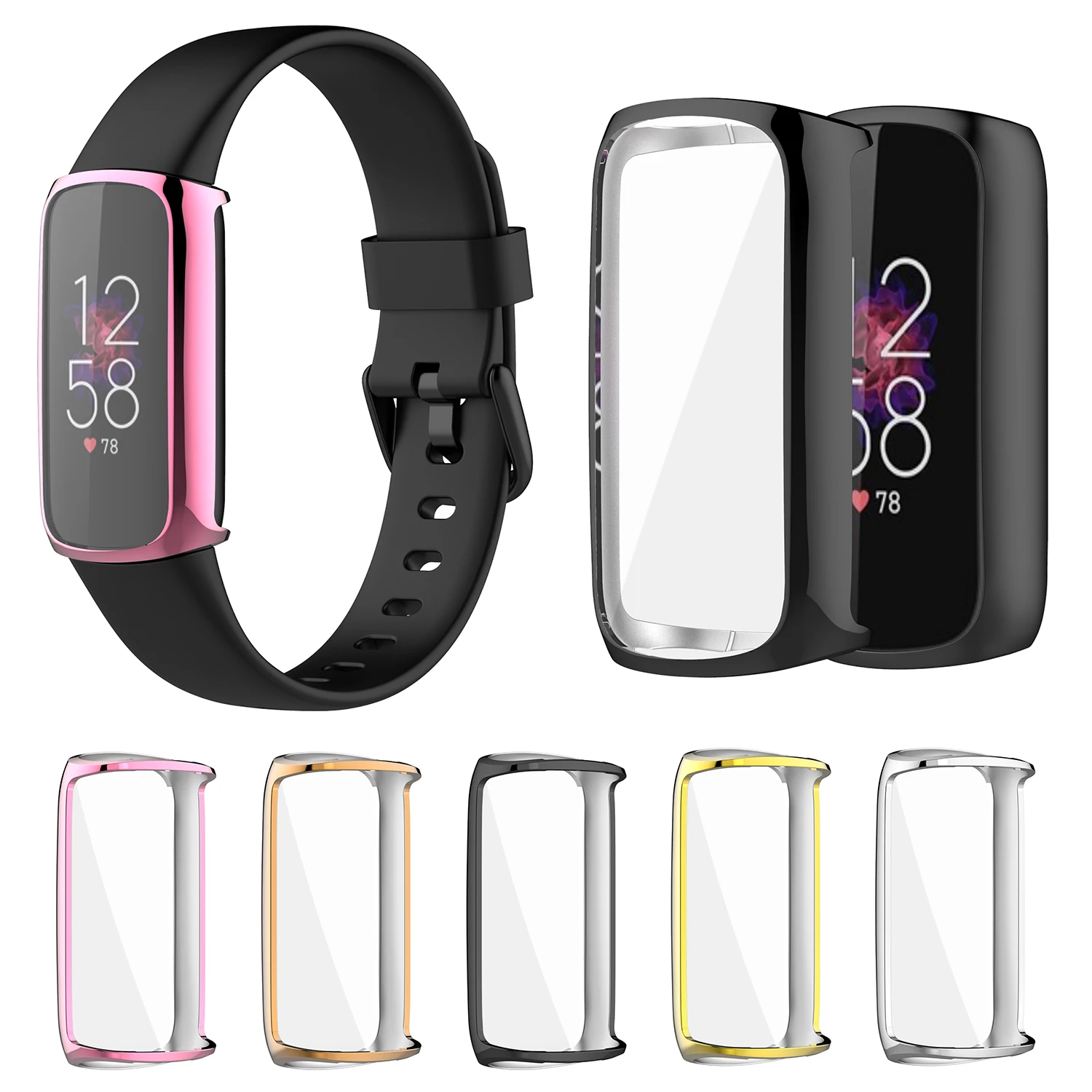 

Plating TPU Protective Case For Fitbit Luxe Watch Case Cover Full Screen Protector Shell Bumper