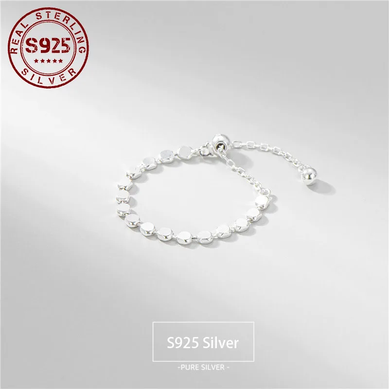 

Women Ring 925 Sterling Silver Luxury Jewelry Delicate String Beads Resizable Ring For Women Anniversary Bride Wedding Jewelry