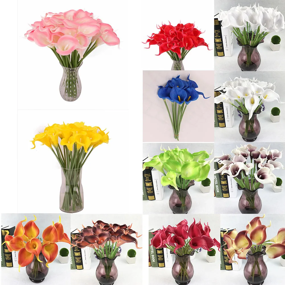 

Artificial Latex Real Touch Fake Flower Wedding Home Decor Bridal Bouquet False Blossom Common Callalily Decorate Home Accessory