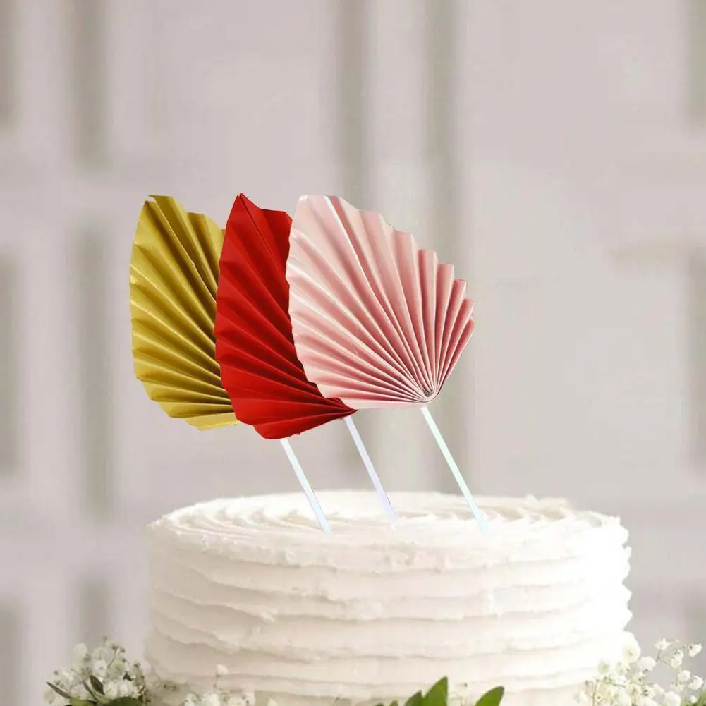 

Cake Decoration Folding Fan Purple Leaf Flag Plug-in Baking Dessert Dress Birthday Party Cake Decoration Table Up C9A0