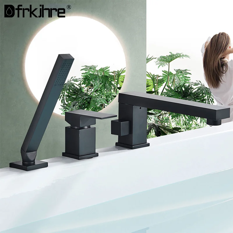 

Bathroom Matte Black Chrome Waterfall Bathtub Faucet With Pull Out Handshower Single Lever Mixer Tap Waterfall Basin Faucet Tap