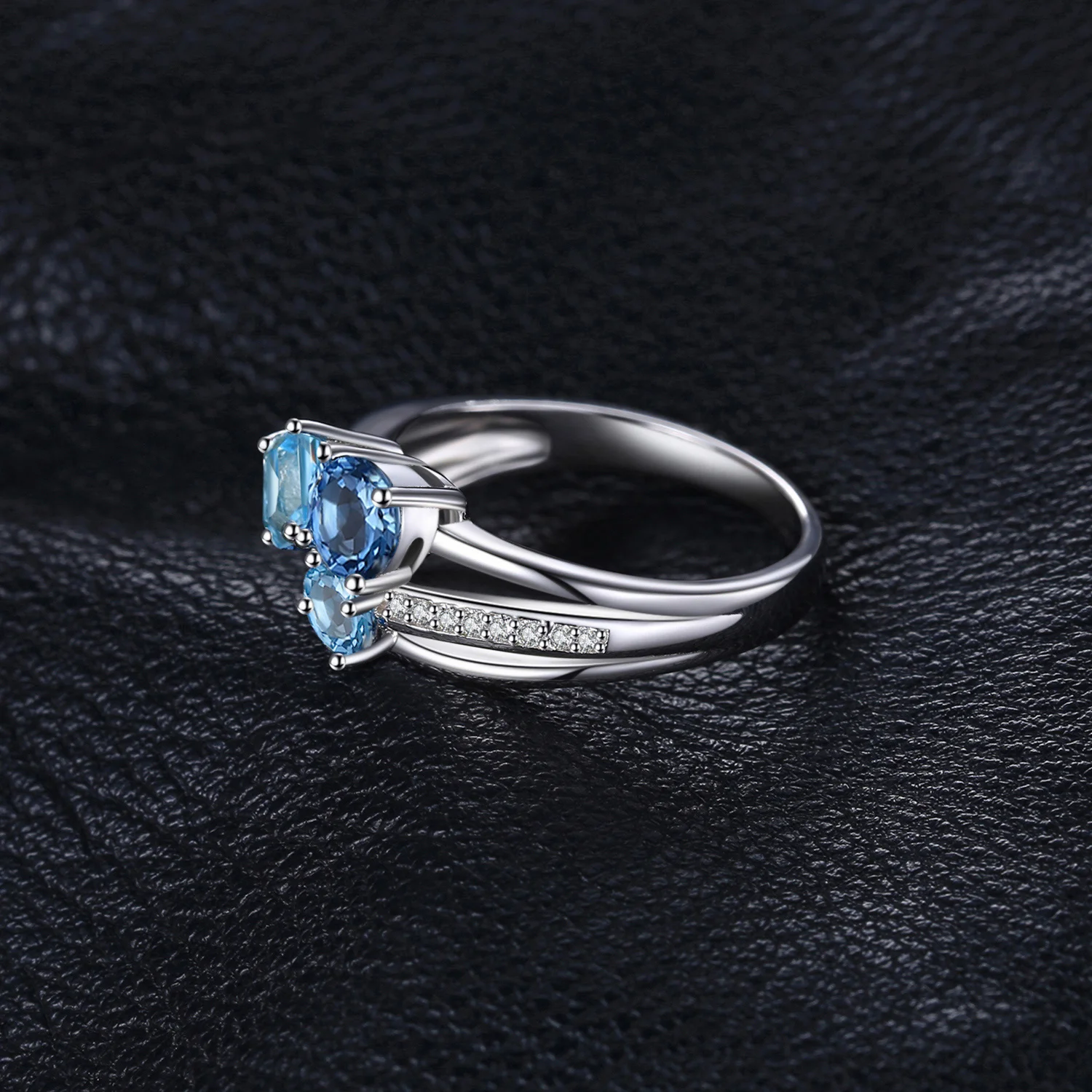 JewelryPalace 1.7ct Оригинальные Мульти Лондон Голубой Топаз 3 Камней Кольцо Подлинная Стерлингового Серебра 925 Ювелирных Изделий Для Женщин Партии Подарок