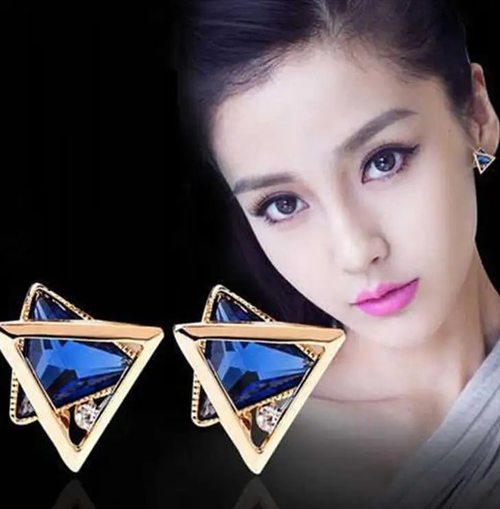 earring tri BYSPT, длинные ожерелья и кулоны для женщин, колье для женщин, геометрическое массивное ожерелье макси, модное ювелирное изделие с кристаллами - Окраска металла: earring tri