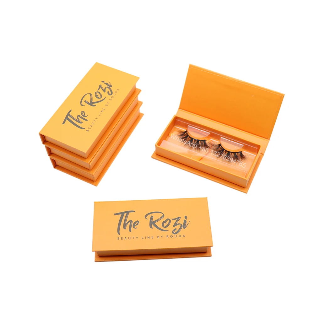 

Orange Own Brand Printed Eyelash Case Customized Logo Lashbox Wholesale Empty Package for Mink Lashes Magnetic Eyelash Free Tray
