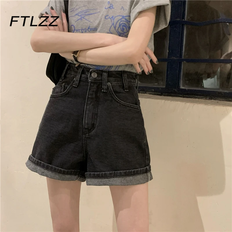 

Korean Denim Shorts New 2020 Fashion Women High Waist Button Short Jeans Pants for Women Vintage Streetwear Shorts