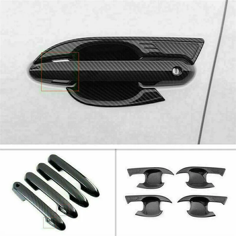 

8Pcs/Set For Toyota Highlander 2020-2021 Carbon Fiber Car Door Handle Cover Trim Styling Exterior Accessories