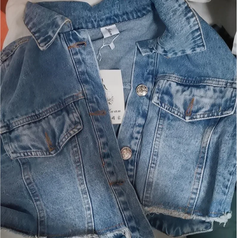 Куртка женская джинсовая в готическом стиле свободная короткая цельная