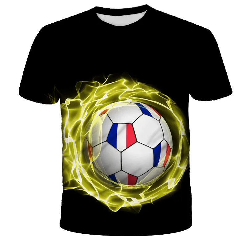 

3D Printed Football Pattern 2021 Summer Hot Sale T-Shirt Children's Boys Girl Soccer Tops Fashion Sports Children's Teen Clothes