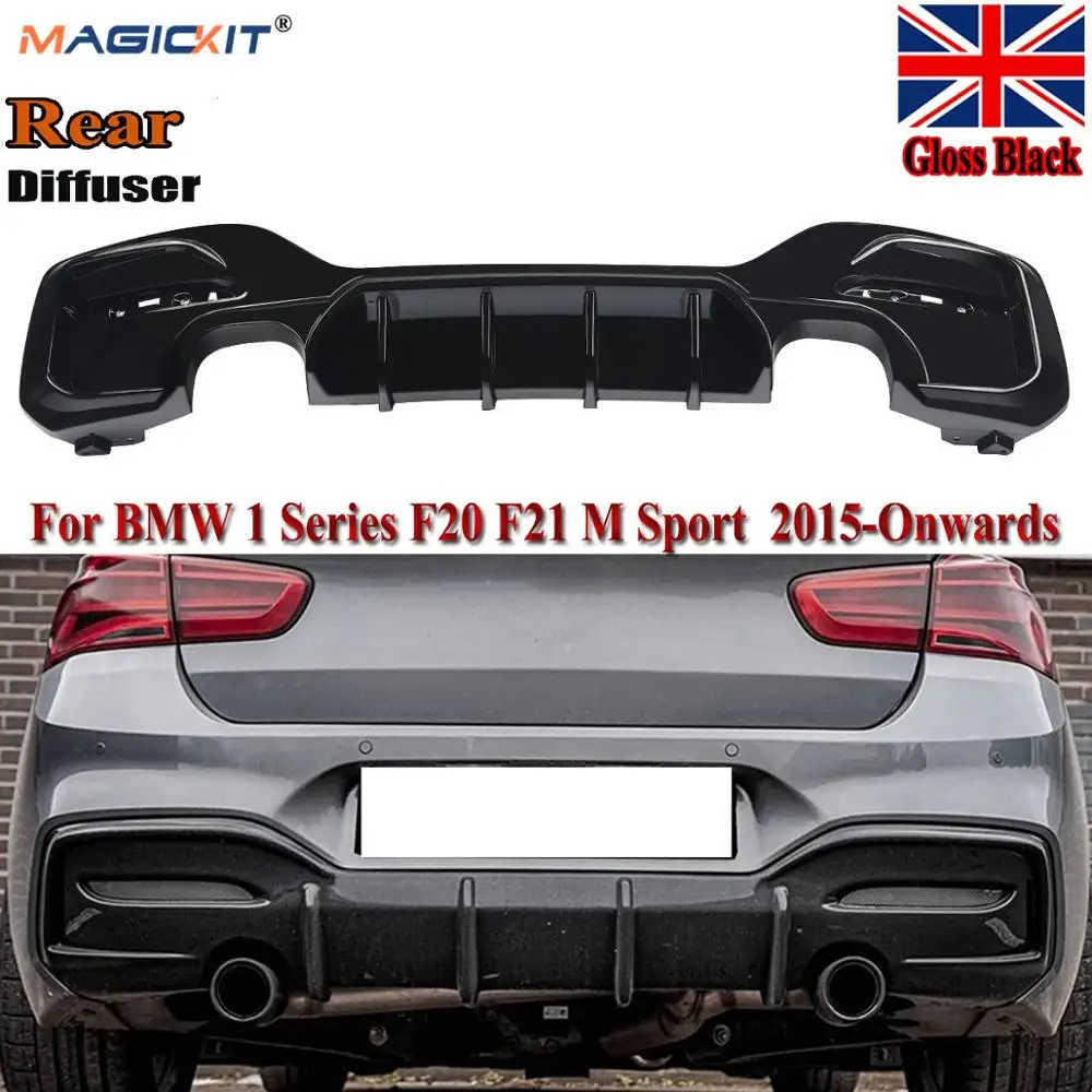 Черный глянцевый задний диффузор бампер MagicKit для BMW 1 серии M Sport F20 F21 M135i