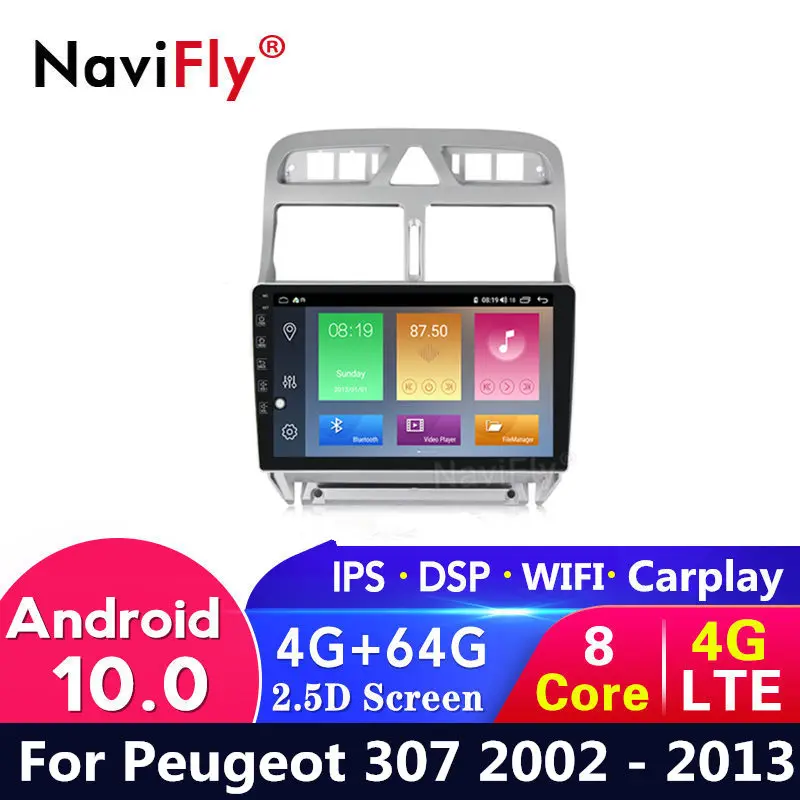 Автомобильное радио 4G LTE Android 10 + 64G для Peugeot 307 307CC 307SW 2002-2013 автомобильный dvd