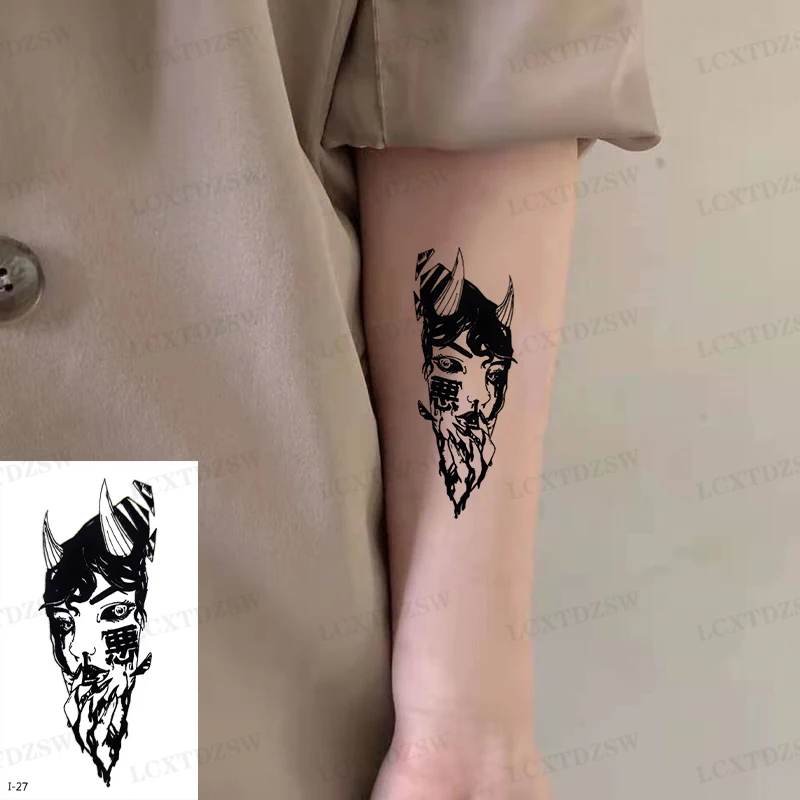 2Pcs Waterproof Temporary Tattoo Sticker Devil，Hydra Flash Tattoo Neck Wrist  Body Decorate Art Decals Fake Tattoo For Women Men