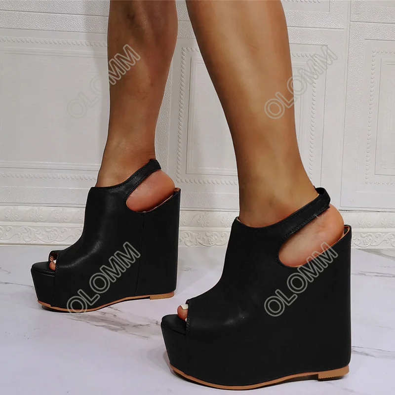 

Olomm Handwork Women Platform Sandals Unisex Sexy Wedges Heels Open Toe Gorgeous 10 Color Party Shoes Women US Plus Size 5-20