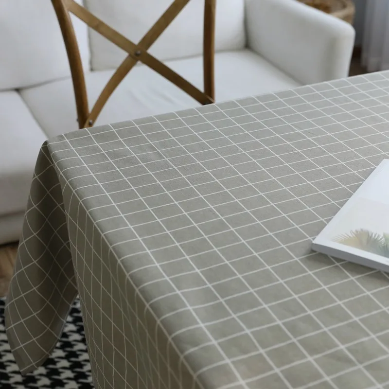 Скатерть из хлопка и льна с принтом в клетку чехлы для стола простые Стильные