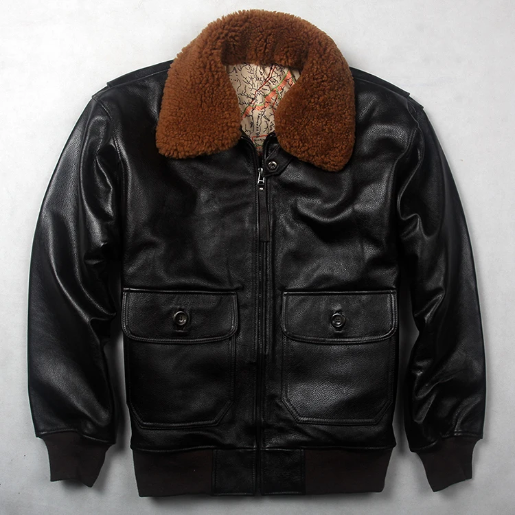 

militaly 2021 men's Flight Jacket winter antumn Genuine Leather Jacket Men cow Leather coat real Fur collar Bomber Jacket male