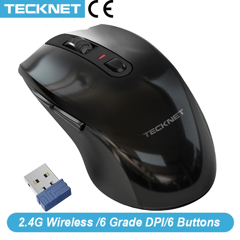 Эргономичная беспроводная мышь TeckNet 2 4 ГГц оптическая компьютерная 4800DPI USB нано