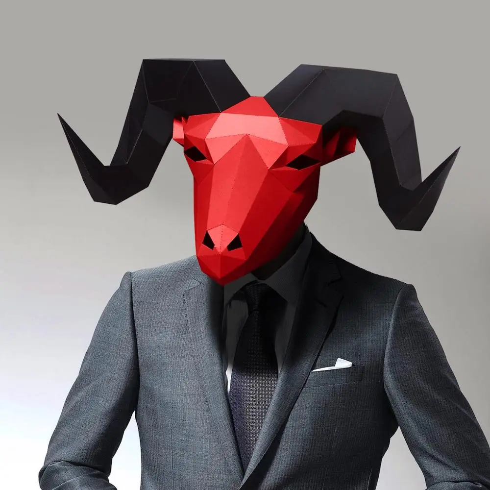 3D Бумажная Маска модный костюм козла животного косплей сделай сам модели