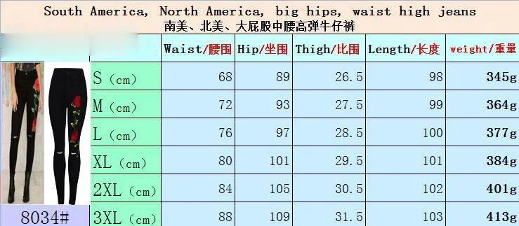 

Ripped Pencil Stretch Denim Pants Female Slim Skinny Trousers Women's High Waist Black Embroidery Flower Jeans