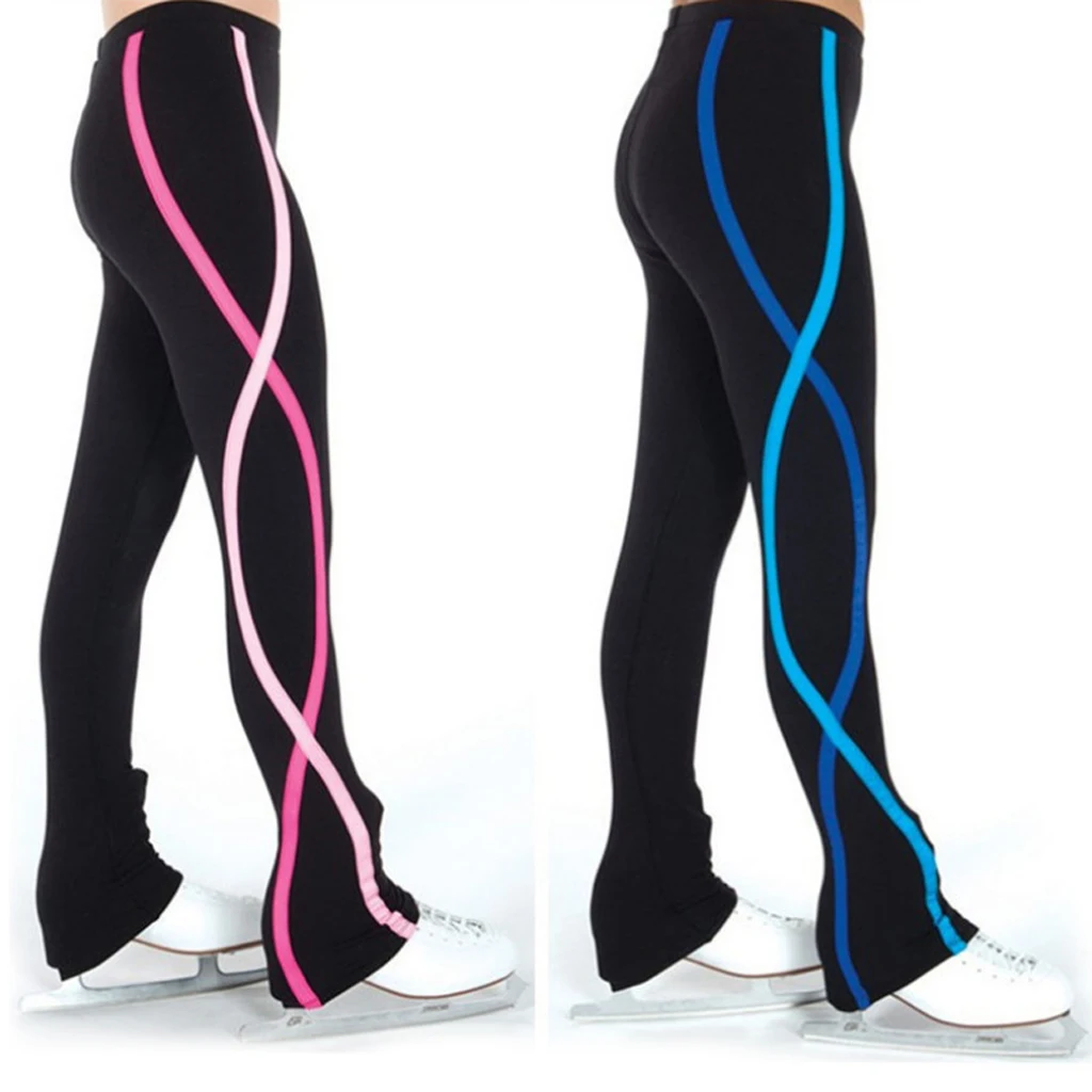 

Women Girls Ice Figure Ice Skating Skate Pants Sportswear Leggings Spiral Polar Fleece Dance Yoga Pants Trousers