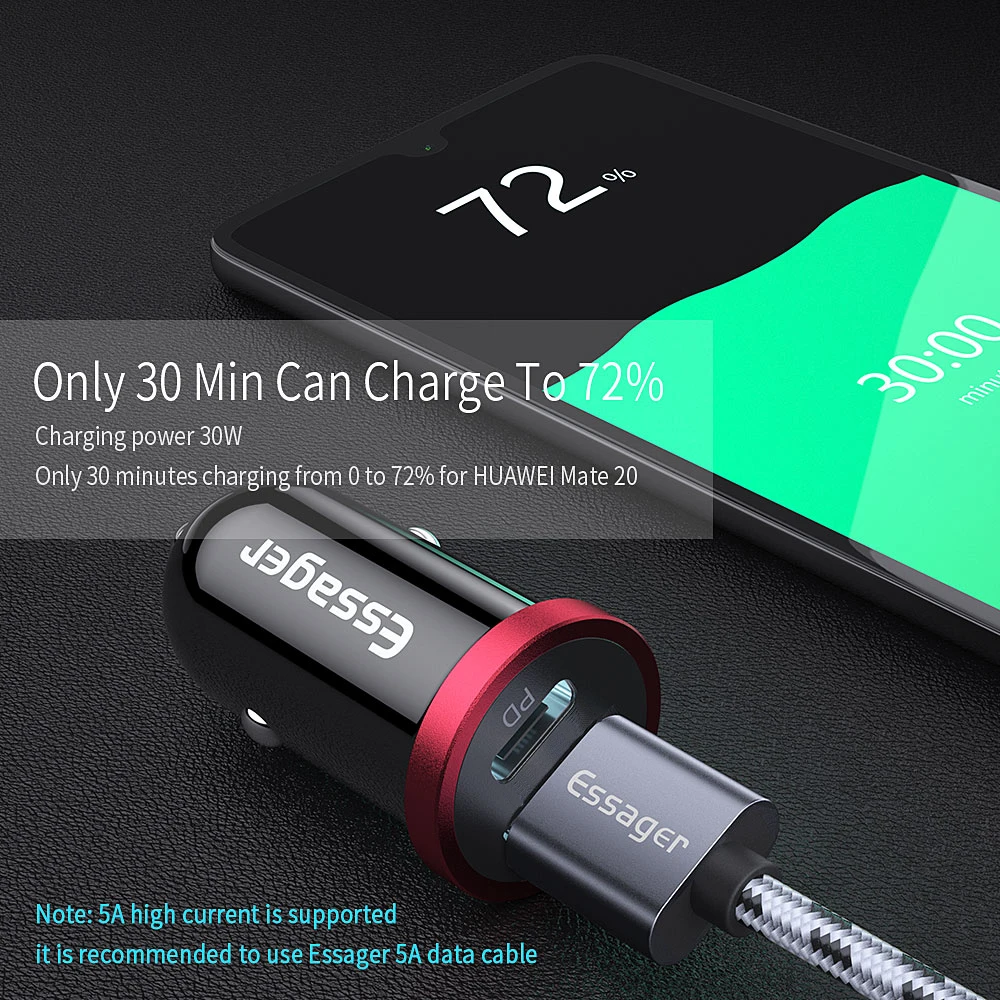 Essager 30 Вт Быстрая зарядка 4,0 3,0 USB Автомобильное зарядное устройство для samsung S10 huawei P30 SCP QC4.0 QC3.0 type C быстрая PD автомобильное зарядное устройство
