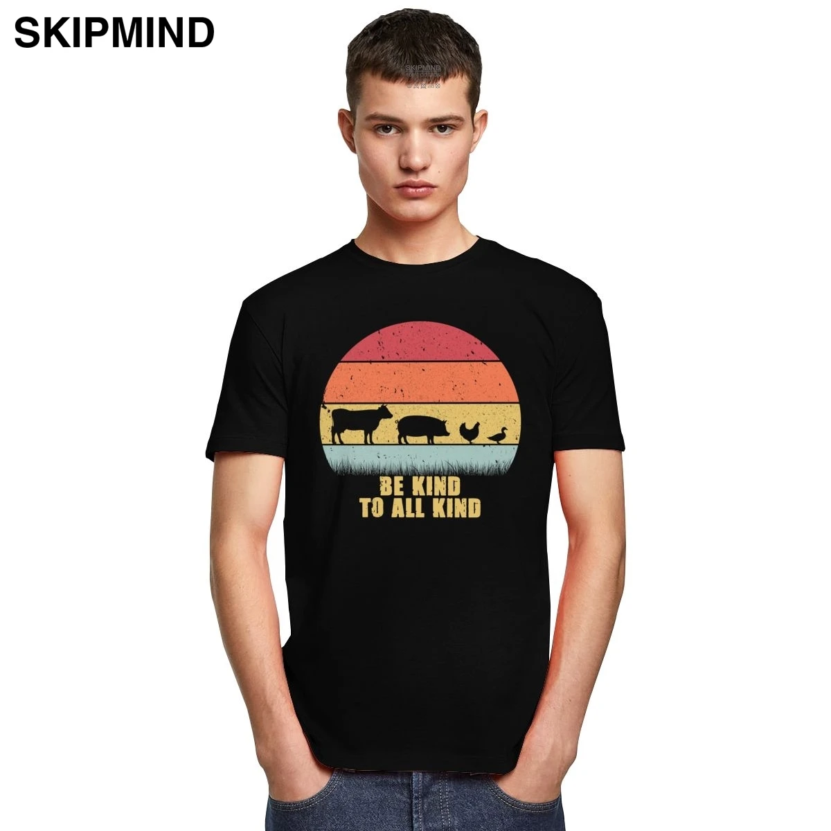 Ретро 70s Вид к каждому футболка для мужчин с коротким рукавом вегетарианские