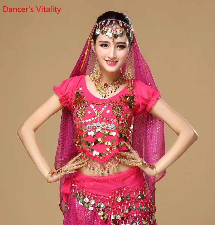 Женский костюм для танца живота шифоновый топ с короткими рукавами-фонариками и