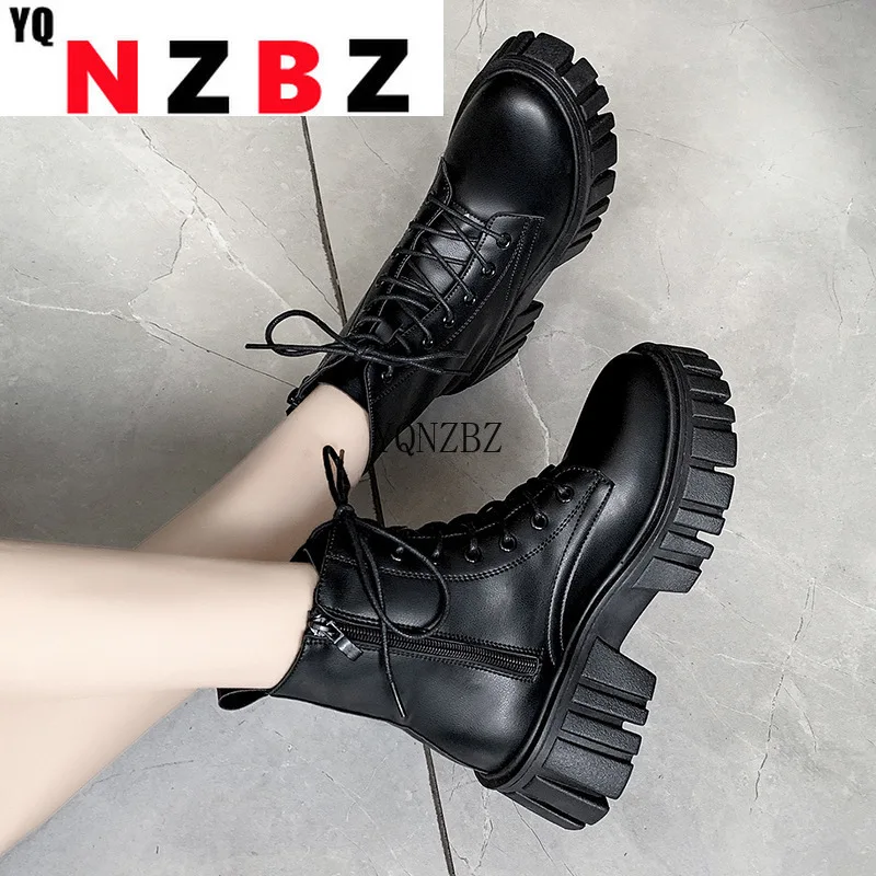 

Women 5cm High Heels s Boots Chunky Wedges Platform Winter Lace Up Ankle Boots Lady Booties Lolita Cute Goth Shoes