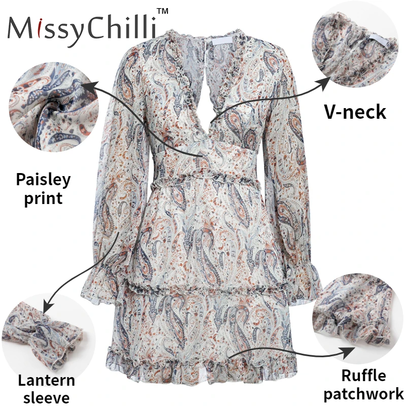 Женское платье с принтом в этническом стиле MissyChilli летнее праздничное рюшами и