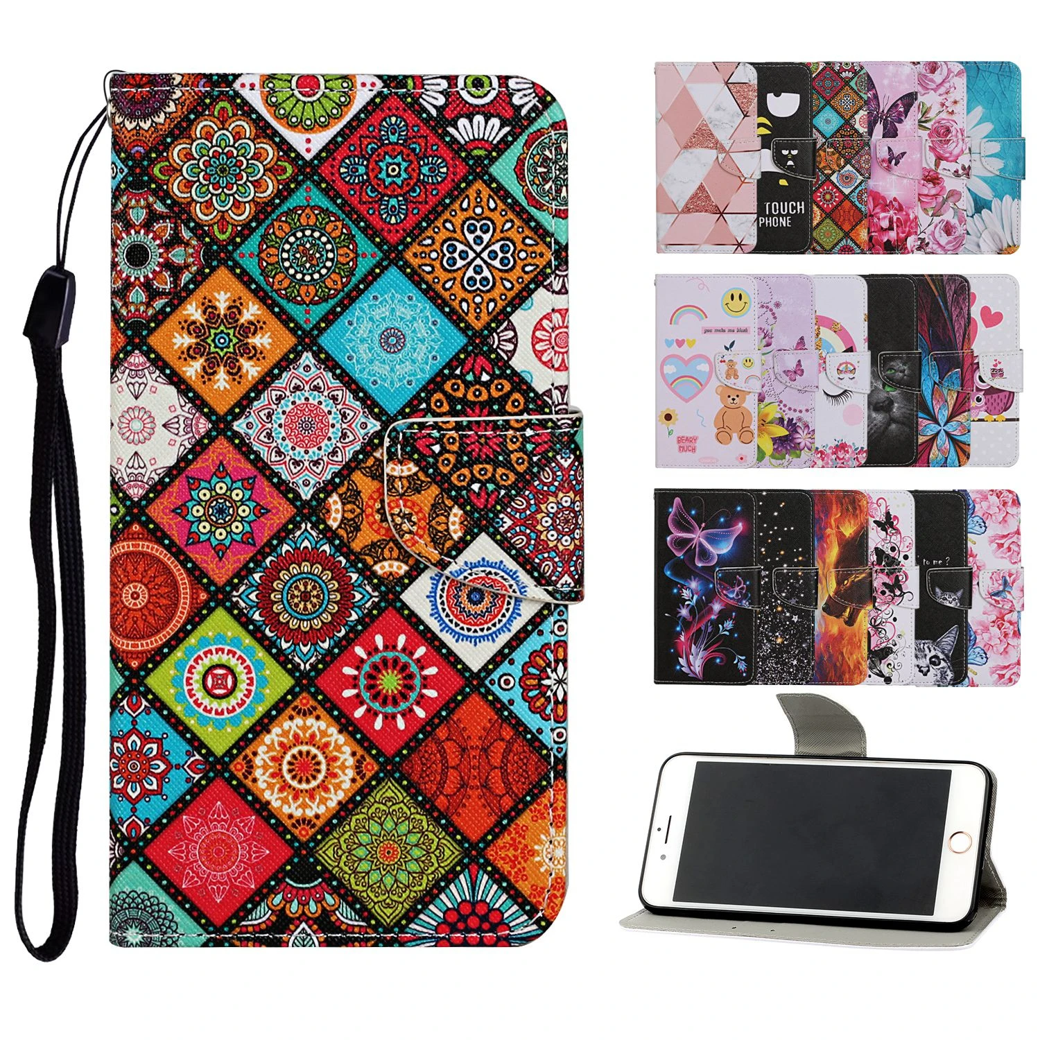 painted flip leather case on for huawei p smart z 2020 y5 y6 y7 y9 prime 2019 y5p y6p y7p phone wallet card holder book cover free global shipping