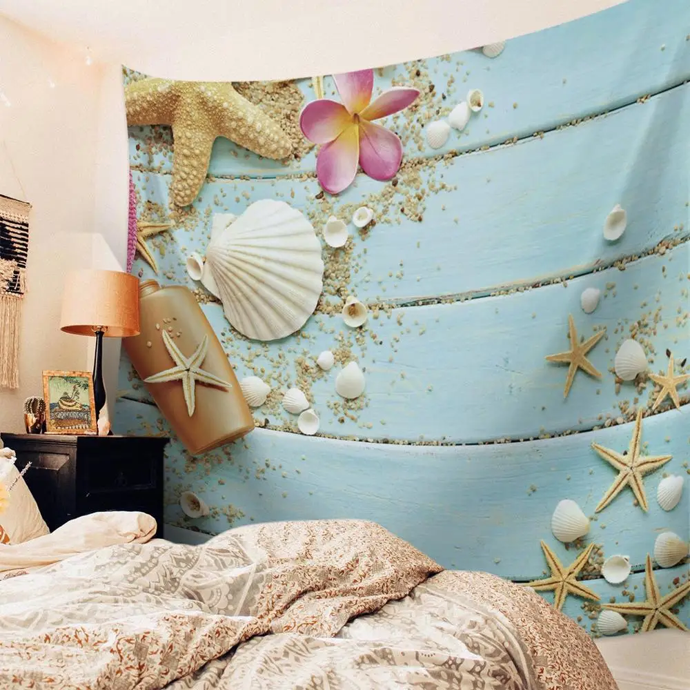Настенная декоративная Гобеленовая шторка С закатом на море и пляже | Дом сад