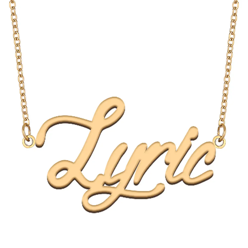 

Lyric Nameplate Necklace for Women Stainless Steel Jewelry Gold Plated Name Chain Pendant Femme Mothers Girlfriend Gift