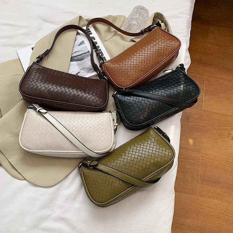 

Retro Small Bag Female 2020 Autumn and Winter New Hand-woven Armpit Bag Wild Simple One-shoulder Messenger Bag Bags Purses