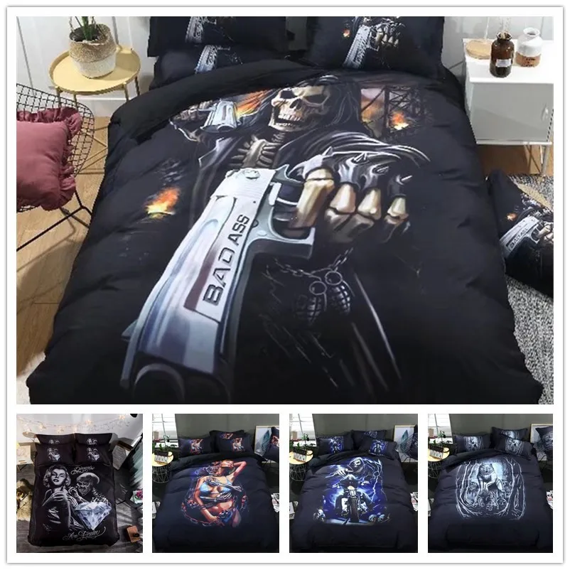 skull shooters movie duvet cover set king queen single size bed linen set