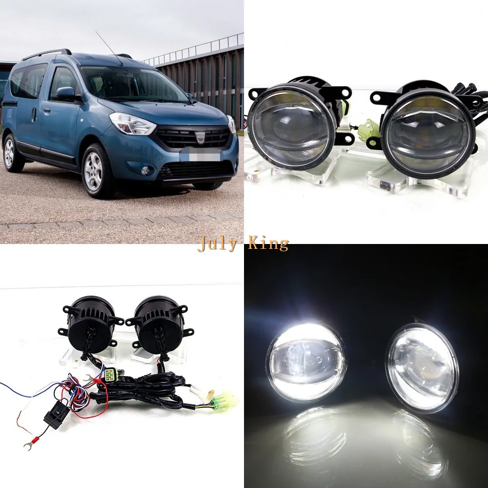 

July King 1600LM 24W 6000K LED Light Guide Q5 Lens Fog Lamp +1000LM 14W Day Running Lights DRL Case for Dacia Dokker 2012+