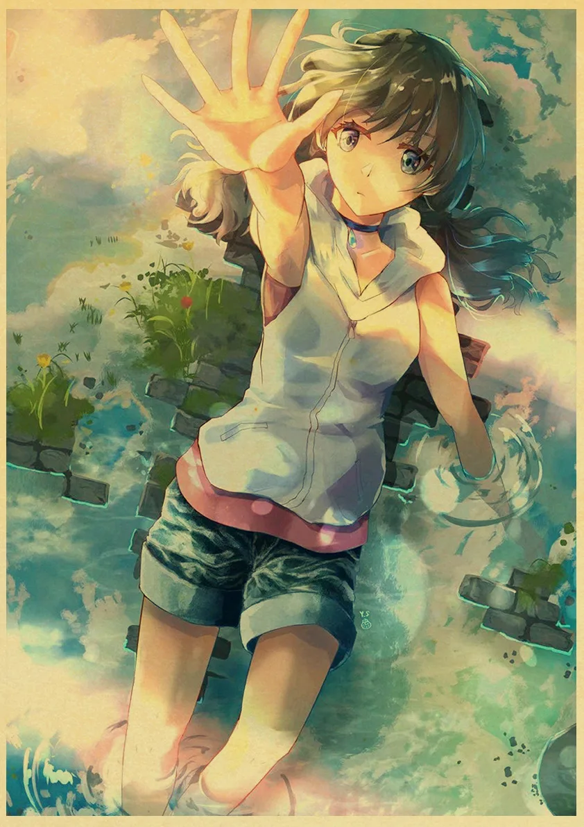 E171 Makoto Shinkai фильм выветривание с вами Ретро плакаты японский унисекс Декор крафт-бумага Детская Спальня Декор - Color: E171