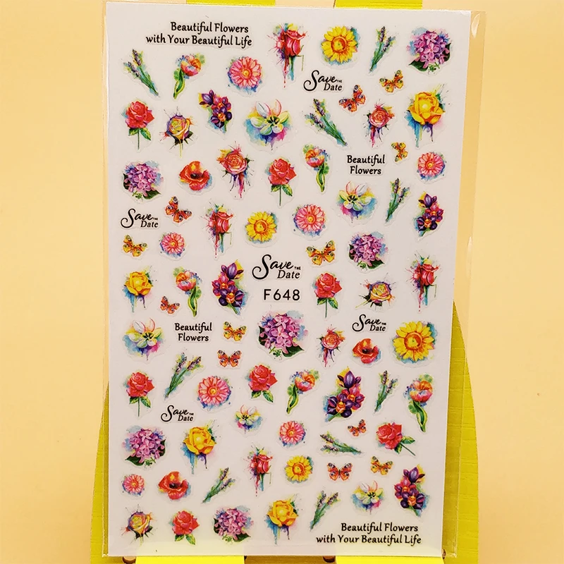 

3D Nail Sticker Decals Butterfly Beautiful Flowers Nail Art Decorations Stickers Sliders Manicure Accessories Nails Decoraciones