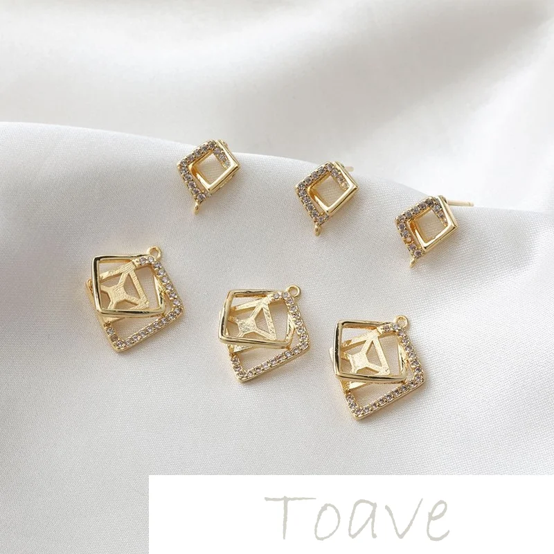 

Gold-clad diamond inlaid zircon earrings, copper inlaid zircon pendants, hand-made earrings material accessories