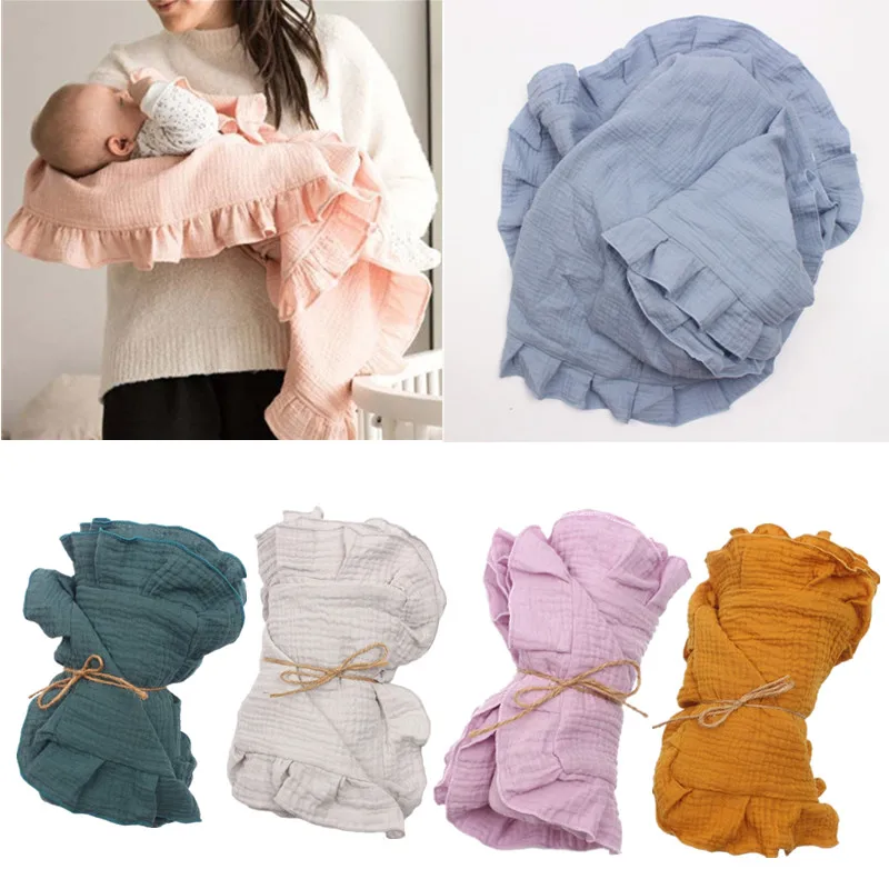 Однотонное хлопковое детское одеяло, мягкое большое Пеленальное Одеяло для новорожденных, детское банное полотенце, постельное белье для к...