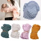 Однотонное хлопковое детское одеяло, мягкое большое Пеленальное Одеяло для новорожденных, детское банное полотенце, постельное белье для коляски 85x65 см