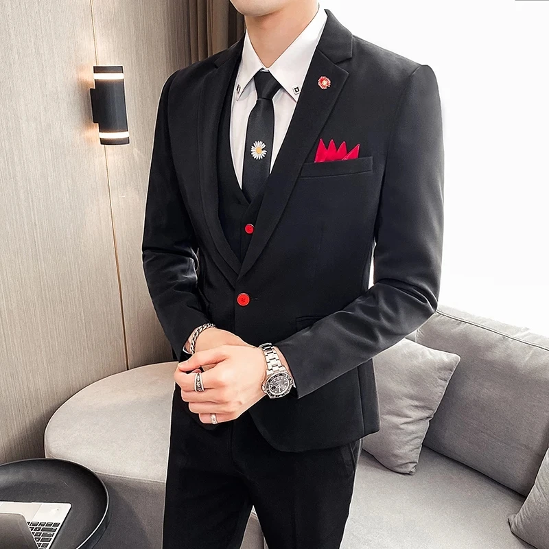 

2021 мужская одежда из трех предметов, модная мужская куртка, официальные костюмы, деловой костюм для самосовершенствования, мужское свадебн...