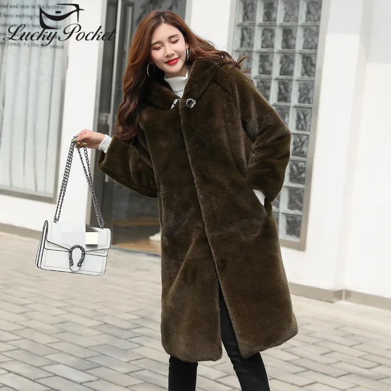 

Women Winter Solid Color Loose Oversize Thick Warm Fur Leather Female Casual Fashion Plus Size Parkas Ladies Elegant Coats ML504
