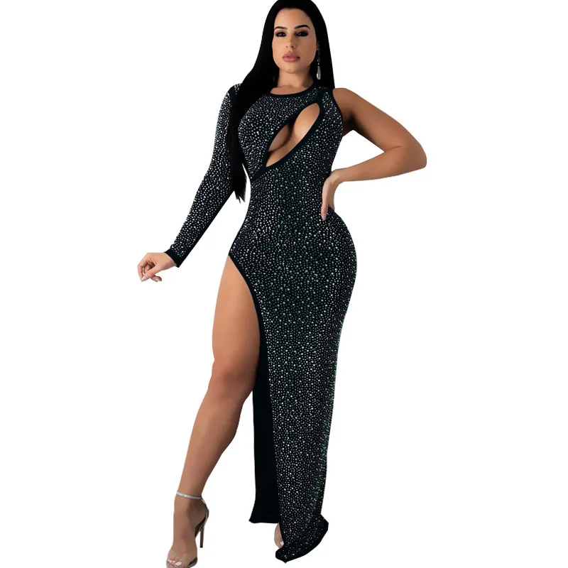 2019 Новое Лето Bodycon Для женщин платье сексуальное на одно плечо длинное Бисер клуб