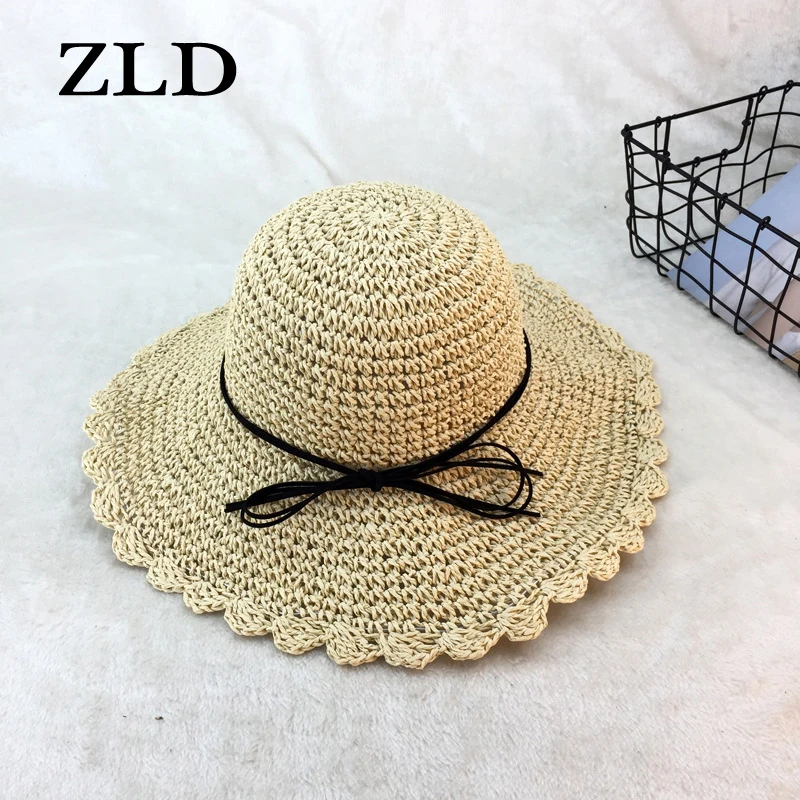 ZLD соломенные шляпы 2019 модные летние широкополые от солнца шляпа с бантом и