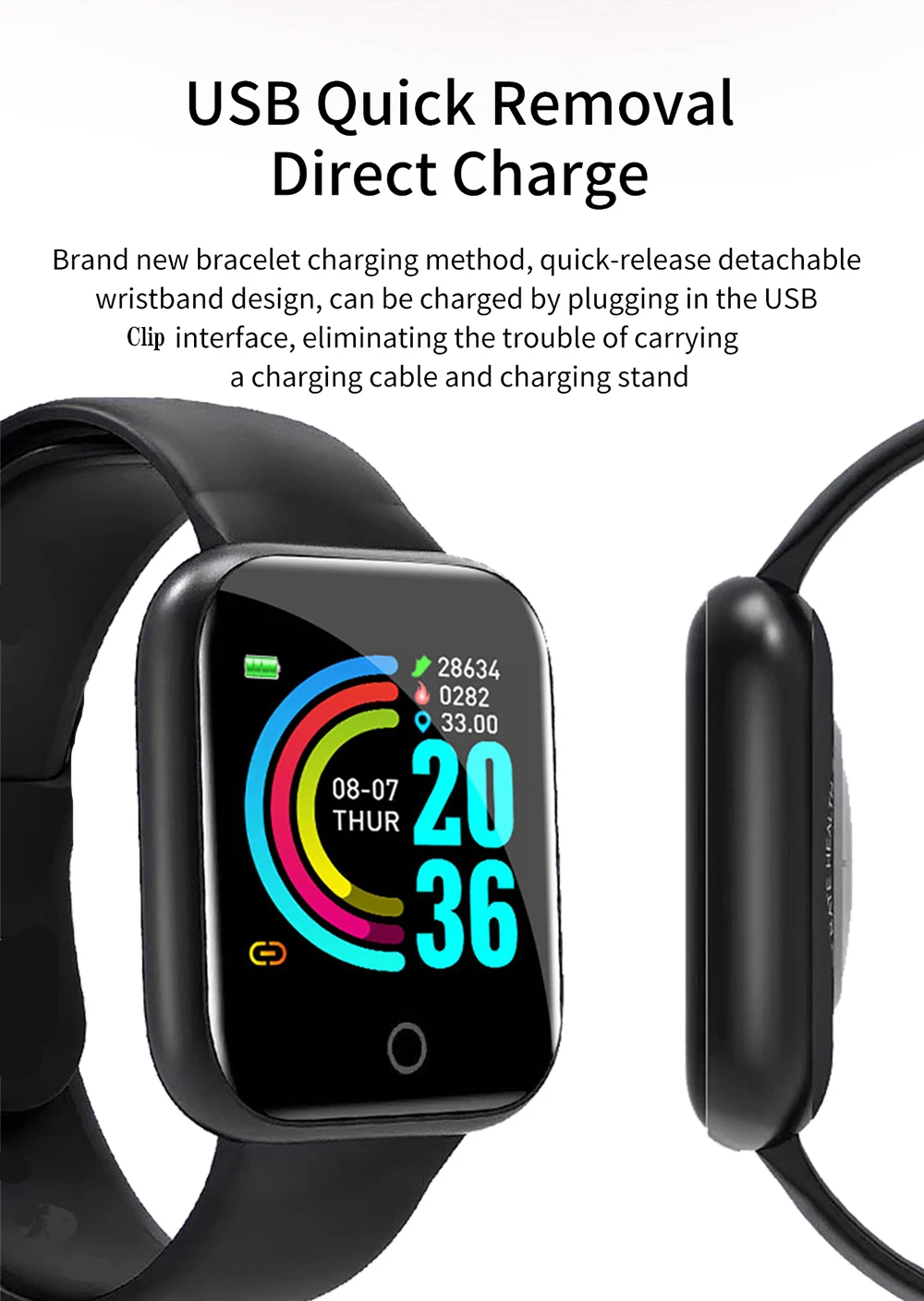 i5 Smart Watch IP67 Waterproof Heart Rate Monitor Y68S SmartWatch Fitness Bracelet Tracker Band Y68 D20Support dropshipping | Электроника