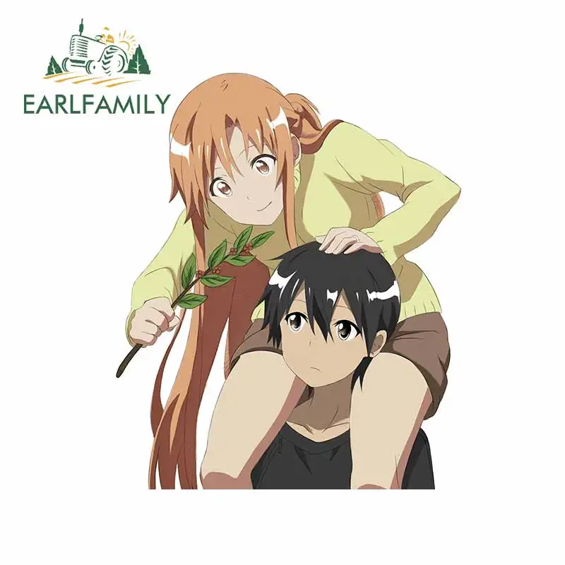 Earlfamily 13см х 11см для аниме Sword Art Online Асуна Юуки Кирито Казуто Киригайя наклейки водонепроницаемая и царапина-доказательная автомобильная наклейка на.