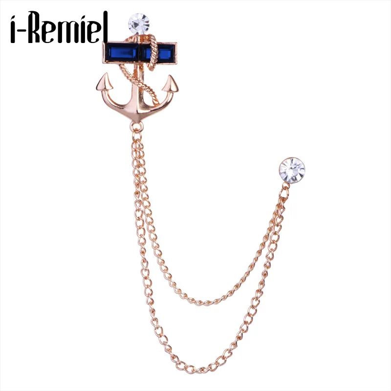 Новинка модная брошь в Корейском стиле с кристаллами якорь булавка