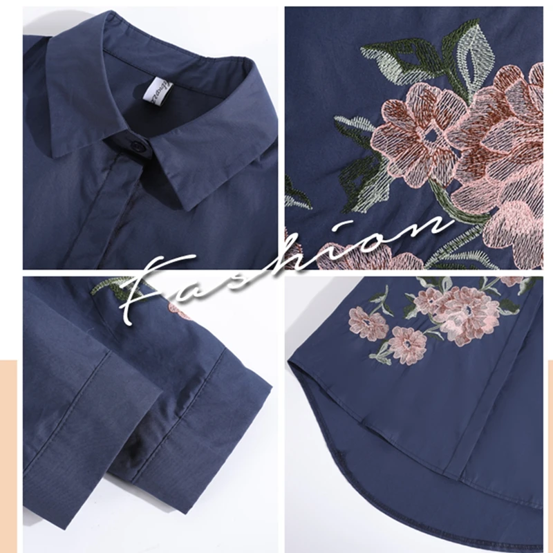 Новая весенняя женская блузка с цветочной вышивкой винтажная свободная
