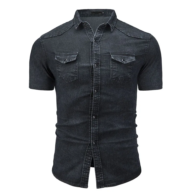 IceLion 2021 новый рубашка с короткими рукавами новая джинсовая для мужчин Camisa